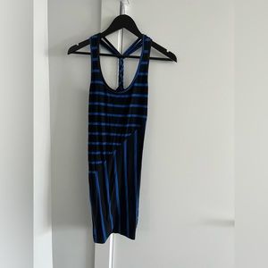 Black and Blue Cotton Twist Dress